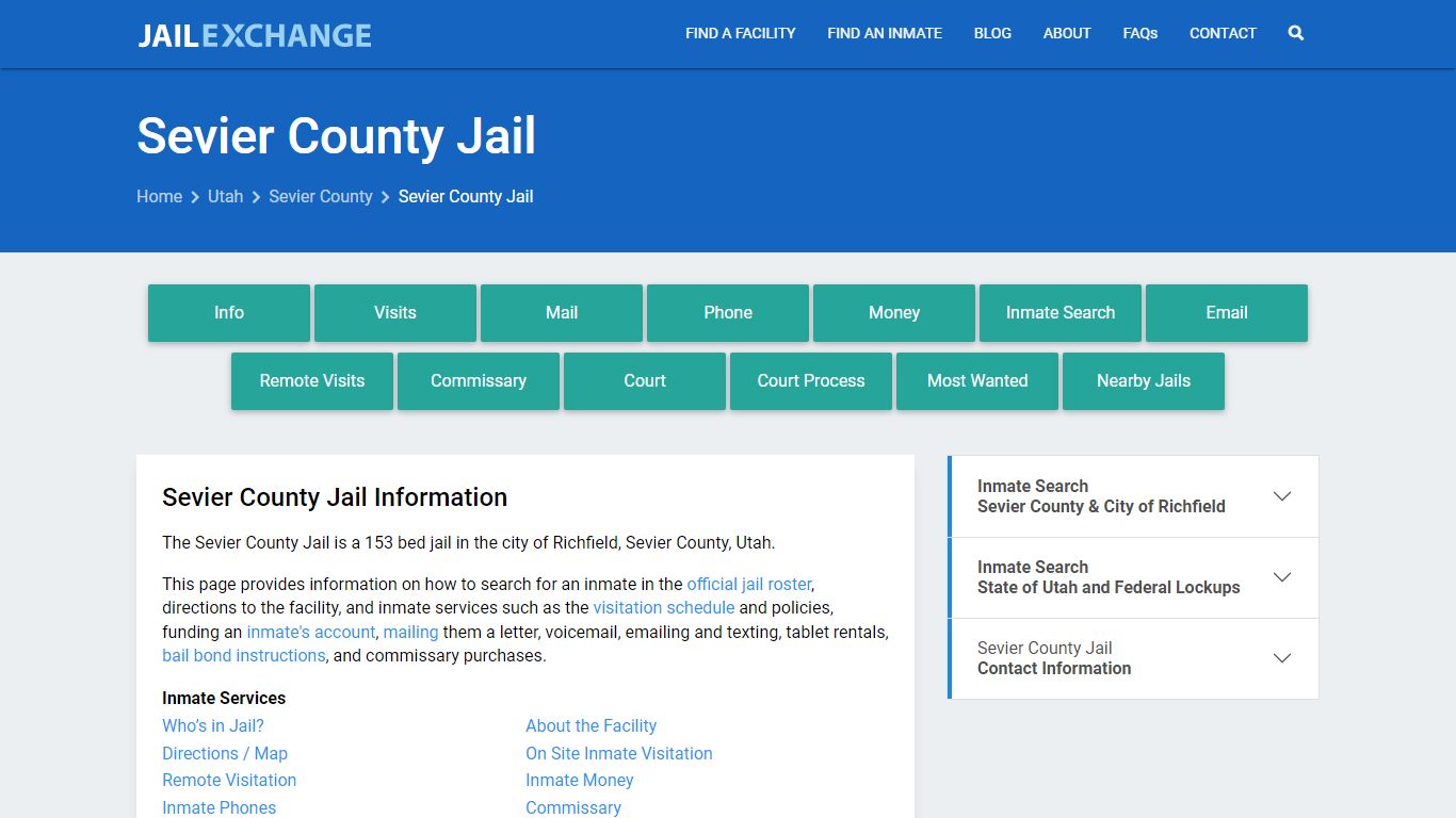 Sevier County Jail, UT Inmate Search, Information